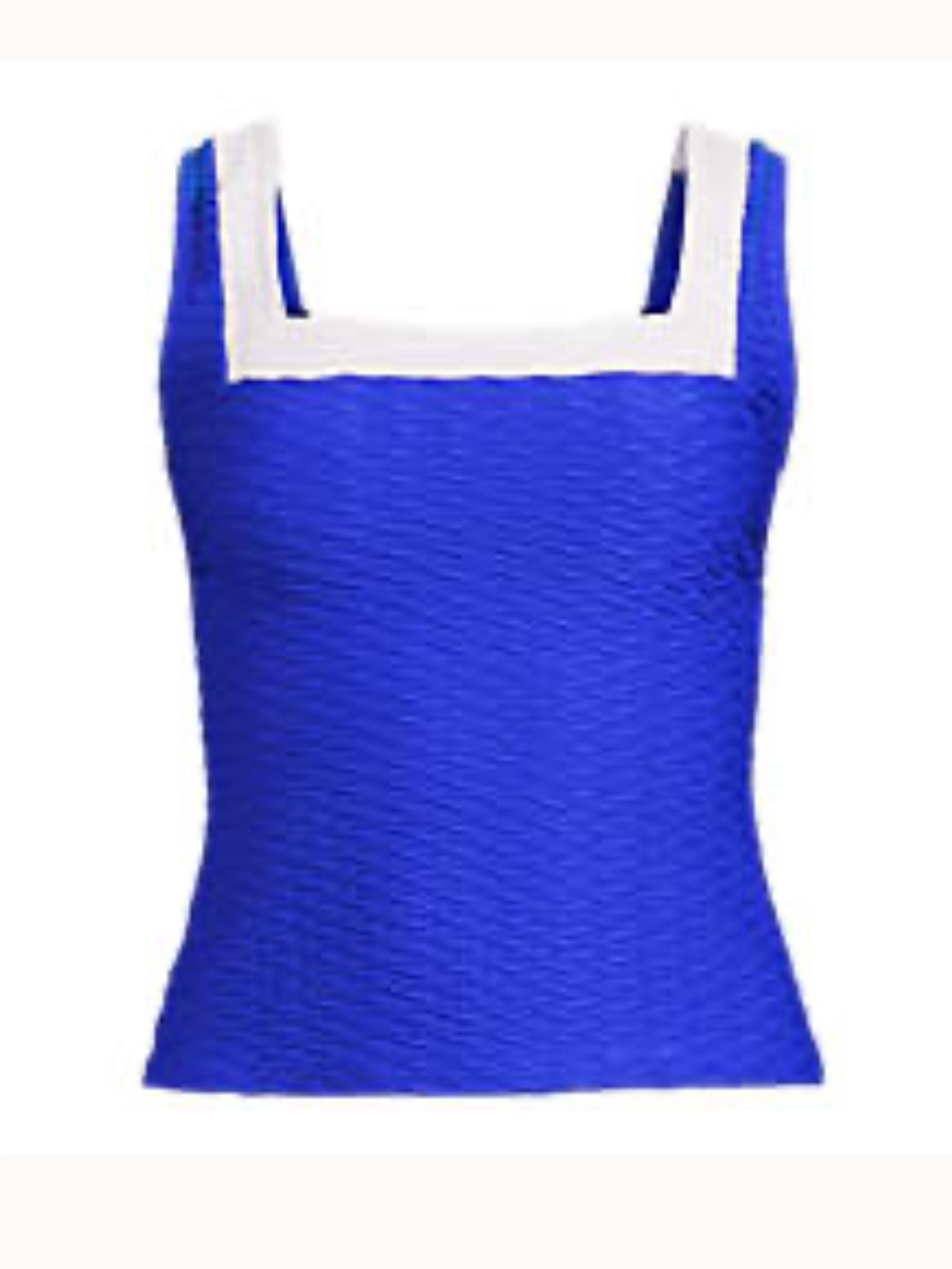 Lands' End Royal Blue Textured Tank tankini with White Trim Sz M 10-12